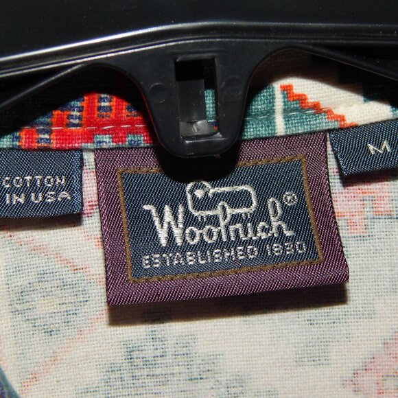 Men's Size M 100% Cotton Aztec Print Western Cowboy Long Sleeve Shirt WOOLRICH - Picture 3 of 4